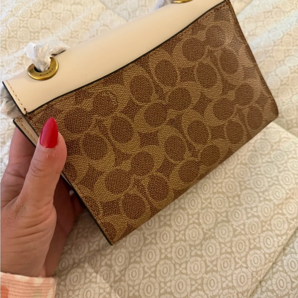 Coach Floral Accent Cream and Brown Clutch Parker 18